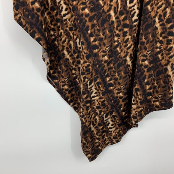 Calvin Klein Dress One Shoulder Leopard Print Mini Brown Black - Picture 8 of 15